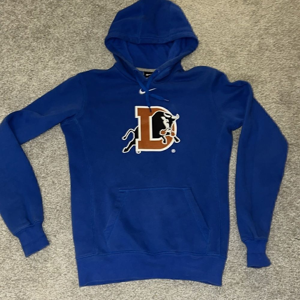 Soft Bull Durham bulls baseball team MILB blue Nike hooded hoodie sweatshirt S